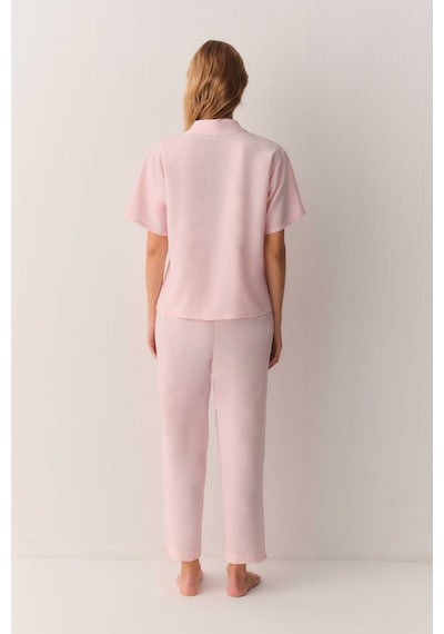 Suwen Amanda Gömlek Yaka Pijama Takımı Sh26510660b077 Pembe