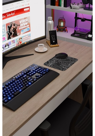 Topography Kaymaz Dikişli Kauçuk Oyuncu Mousepad V5 - 22x18 Gaming Mouse Pad Fare Altlığı