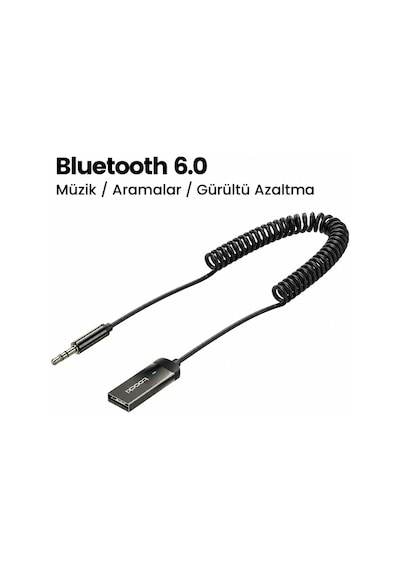 Bluetooth 6.0 Araç Aux Adaptörü Net Ses Ve Gürültü Azaltma 3.5mm Jack Usb Bağlantılı Kablosuz Müzik Alıcısı Ve Eller Serbest Görüşme Bt08