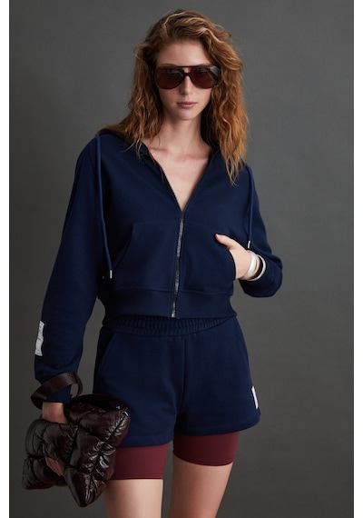 Ethıquet Lyka  Kadın Organik Pamuk 3 Iplik Içi Şardonlu Süs Etiketi Detaylı Regular Lacivert Sweatshirt