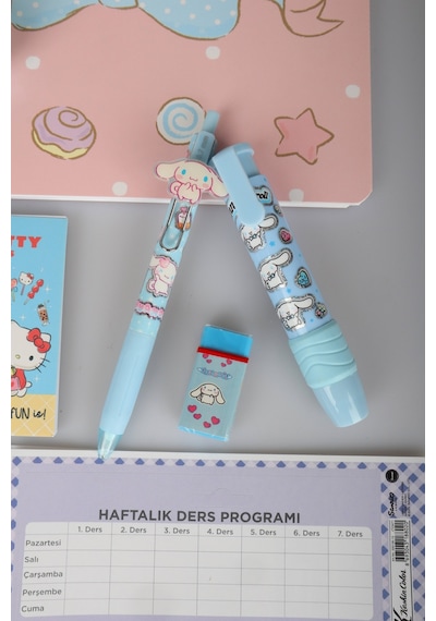 Sweet Bow Collection Lisanslı Cinnamoroll Stickerlı 2 Adet A4 Defter,çıtçıt Dosya,uçlu Kalem Seti Diğer