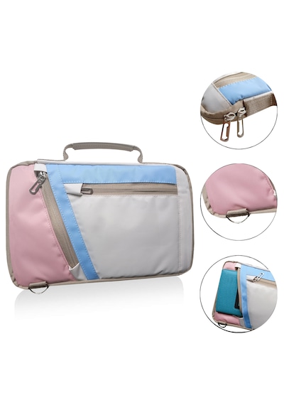 Microcase Tcl Tab 11 Gen 2 Tablet İçin Omuz Askılı El Tutacaklı Universal Sleeve Taşıma Çantası Al4346 Pembe Mavi Krem Lazer