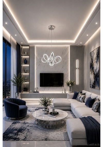 Vienna Led Sarkıt Krom Avize,3 Renk Yanabilen Modern Avize,salon Led Avize