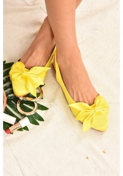 Fox Shoes Sarı Kumaş Kadın Babet H726809004 Sarı