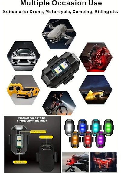 Usb Şarjlı 7 Mod Renk Değiştiren Mini Çakar Lamba Arr1413