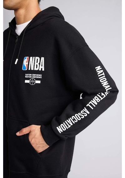 Defacto NBA Wordmark Oversıze Kapüşonlu Fermuarlı Sweatshırt G0264AX26SP