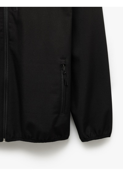 Koton Fermuarlı Cepli Uzun Kollu Slim Fit Kapşonlu Mevsimlik Ceket Siyah 5sam20022hw