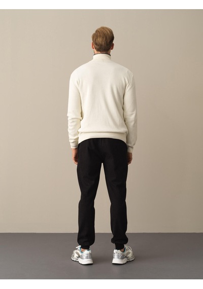 Xint Ekru Regular Fit Yarım Balıkçı Yaka Pamuklu Hırka 801661