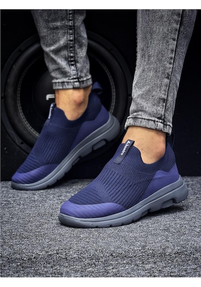 Unisex Ortopedik Bağcıksız Triko Spor Ayakkabı-lacivert-227 Lacivert