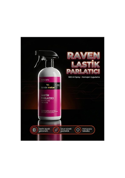 Araç Oto Lastik Parlatıcı Sprey 500ml Raven