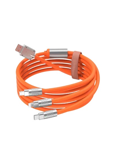 Hubrendy Tekno Çoklu Şarj Kablosu Usb Type-c İos Uyumlu 120w Hızlı Şarj Kablosu 27090520