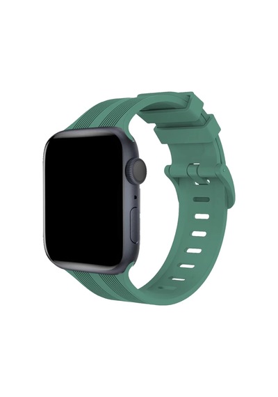 Apple Watch 38mm Uyumlu Kr408 Çizgili Silikon Kordon - Yeşil