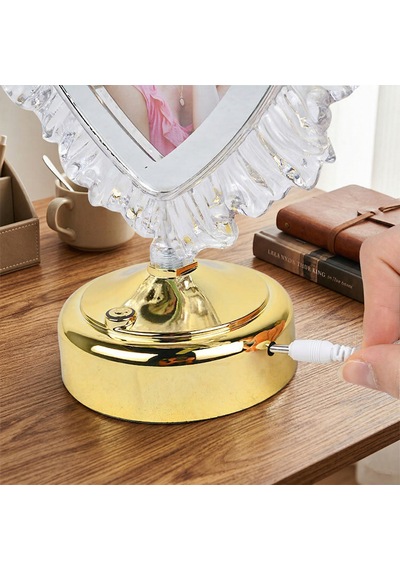 Yatak Odası İçin Abajur Led Işıklı Fotoğraflı Çerçeve Kristal Kalpli Kişiye Özel Resimli Abajür Gold