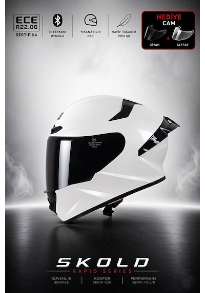 Skold Rapid Full-face Motosiklet Kaskı Ece-22.06 Beyaz