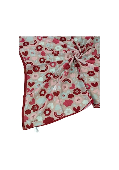 Mim Eşarp Valino Soft Pamuk Çocuk Desenli Eşarp 70x70 Cm Bordo - Çiçek