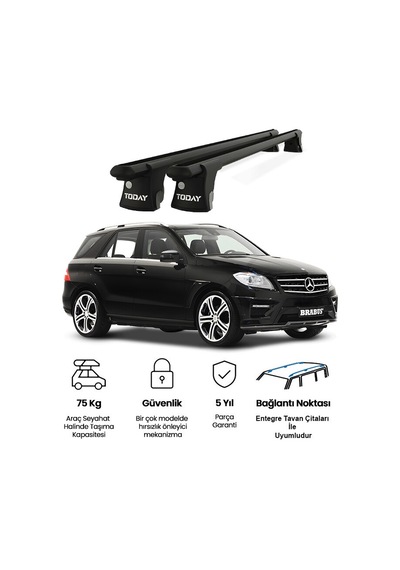 Trio-ı Mercedes-benz M W166 2011-2015 Uyumlu Siyah Kilitli Ara Atkı 135cm Port Bagaj Tavan Barı