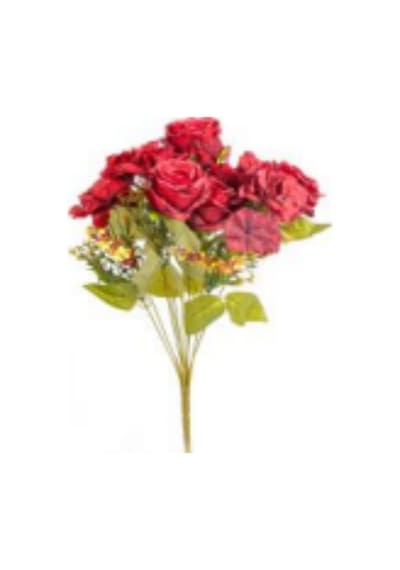 Yapay Çiçek Gül Buketi Kırmızı 49 Cm. Çok Renkli