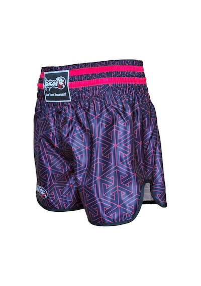 Dragondo Mt3442 Muay Thai Şortu Kick Boks Şort Neon Pembe Dijital Baskılı Şort Siyah