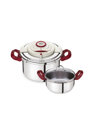 Tefal P4442066 Clipso+ Precision 4.5+6 Litre Düdüklü Tencere Seti Gri - Kırmızı