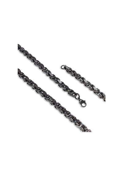 Premium Kral Erkek Çelik Kolye 5mm 31834p6d80 - Siyah Renk - 55 Cm