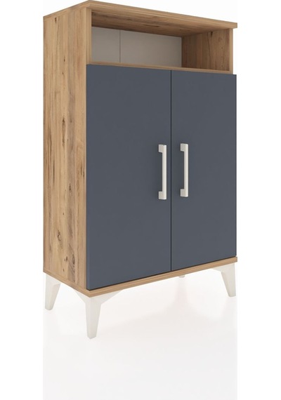 Arges Komodin 3 Raflı 2 Kapaklı 60x30x96 Çam-antrasit Çam