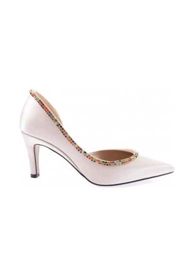 Dgn 1328 Kadin Transparan Detayli Stiletto 1328-2150-R2877 Bej Saten
