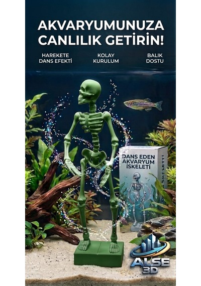 Alse Dans Eden Akvaryum İskeleti 2'li Set - Akvaryumunuzda İkili Eğlence Yeşil