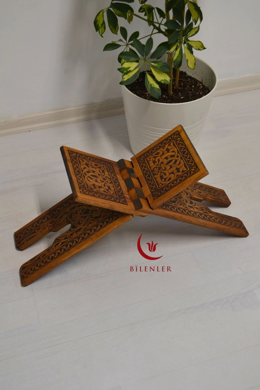 Kur An-ı Kerim Rahlesi Selçuklu Büyük Boy 18x65cm Yakma İşçilikli