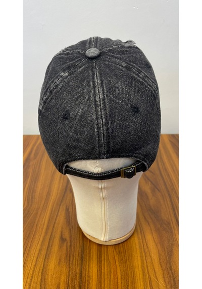 Jean Denim Kot Kumaş Vintage Unisex Cap Şapka Antrasit - Siyah