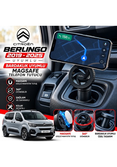 Citroen Berlingo 2019-2025 Ve Arası Uyumlu Araç Içi Premium Telefon Tutucu - Araba Telefon Tutacağı Havalandırma Için