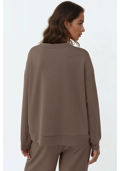Hiccup Modal Dokunuşlu Basic Sweatshirt Kahve Kahvesi