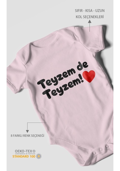 Morivokids Teyzem De Teyzem Kısa Kollu Bebek Body %100 Pamuk Bebe Pembe