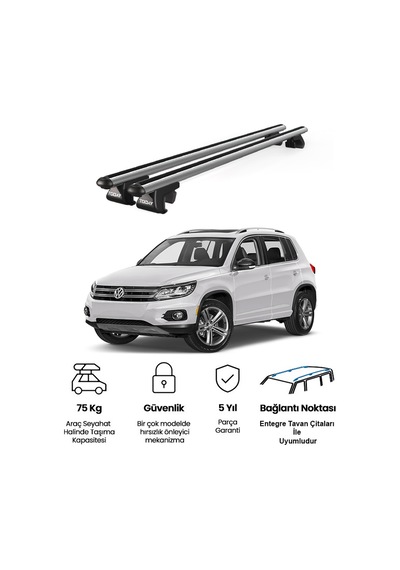Venüs Volkswagen Tiguan 2016 Ve Sonrası Uyumlu Gri Ara Atkı Port Bagaj Tavan Barı