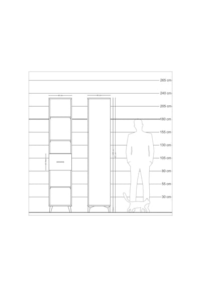 Hyperion Dolap 4 Raflı Tek Çekmeceli 44x44x221 Çam-antrasit Atlas Çam