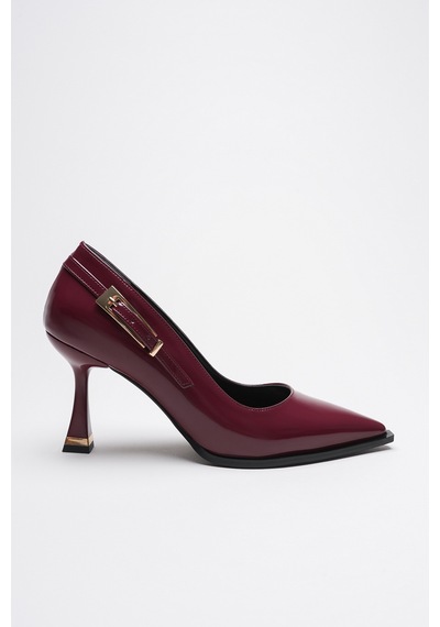 Alewomen Poni Bordo Rugan Topuklu Kadın Stiletto Bordo