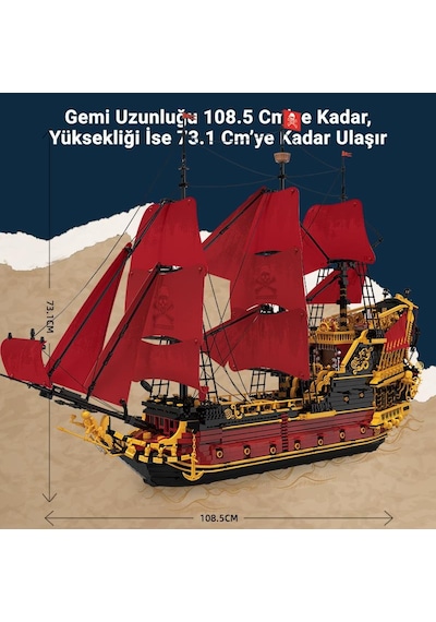 Reobrix 66049 Kraliçe Anne'nin İntikamı Gemi Yaratıcı Yapı Blok Seti Building Blocks Revenge Sailing Ship - 5666 Parça