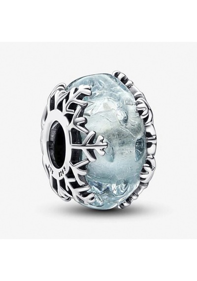 Nur Silver Kış Mavi Kar Tanesi Murano Gümüş Charm - NUR-CM00374