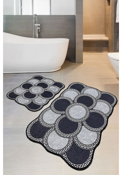 Ciorcail 2 Li Set Banyo Halısı Djt Yıkanabilir Kaymaz Taban  Paspas Klozet Takımı Çok Renkli