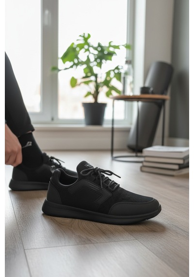 Enoch Erkek Lastikli Günlük Spor Ayakkabı Kapitone Desenli Sneaker Ofis Ve Yürüyüş Modeli Siyah