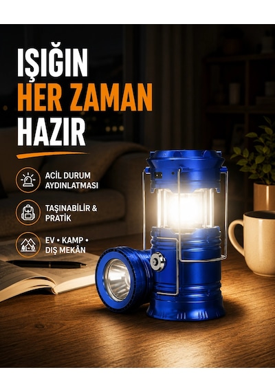 Güneş Enerjili Katlanabilir Kızaklı Kamp Feneri Usb Şarjlı, Çok Yönlü Ve Dayanıklı Tasarım 47843646