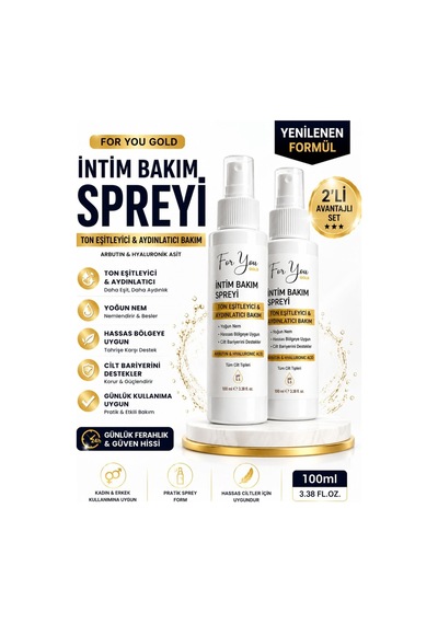 İntim Genital Bölge Ton Eşitleyici İntim Bakım Spreyi 2 X 100 Ml Arbutin & Hyaluronik Asit İçere