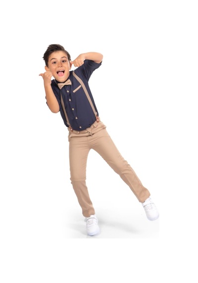 Mnk Baby & Kids Oxford Gömlek Uzun Pantolon Erkek Çocuk Takımı Lacivert