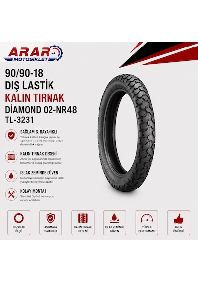 90/90-18 Dış Lastik Kalın Tırnak Diamond 02-nr48 Tl-3231