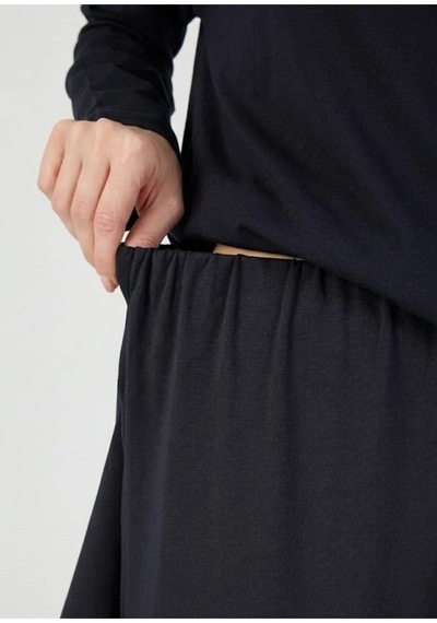Butikgiz Kadın Tesettür Tunik Pantolon Rahat %100 Pamuklu 2'li Alt Üst Takım Siyah