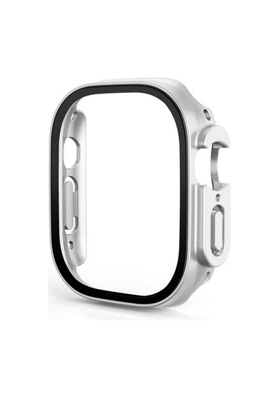 Watch Ultra 49mm Kasa Ve Ekran Koruyucu Mkst Watch Gard 19 - Gümüş