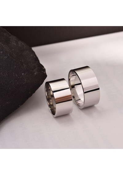 8 Mm Düz Gümüş Alyans Çifti Söz Yüzükleri Tektaş Hediye Wr63D