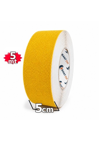 Sarı Merdiven Kaydırmaz 5 Metre Düz Sarı Renk Merdiven Kaydırmazlık Bandı