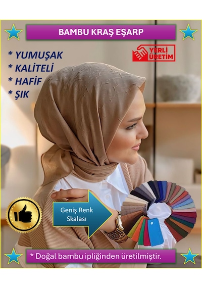 Bambu Kraş Eşarp Tesettür Giyim, Hafif, Rahat, Şık, Yüksek Kalite, Hijab, Scarf, Shawl Koyu Mavi