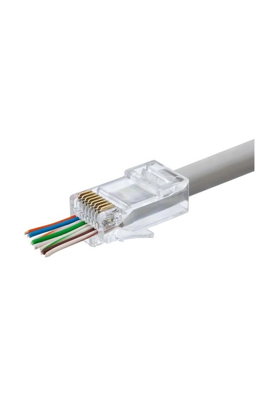 Hadron Hdx5030 100lü Cat6 Konnektör Ez Rj45 Paket Şeffaf Yeni Nesil Delikli