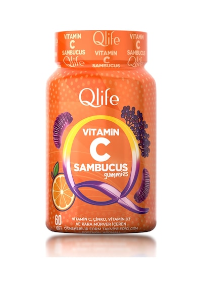 Qlife Vitamin C Portakal Aromalı Vitamin Ve Mineral içeren Takviye Edici Gıda 60 Gummies